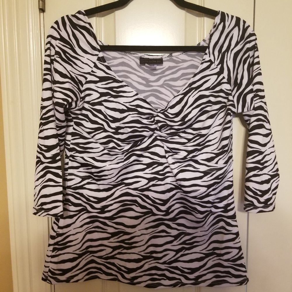Pinup Girl Clothing Jailbird Zebra Print Top